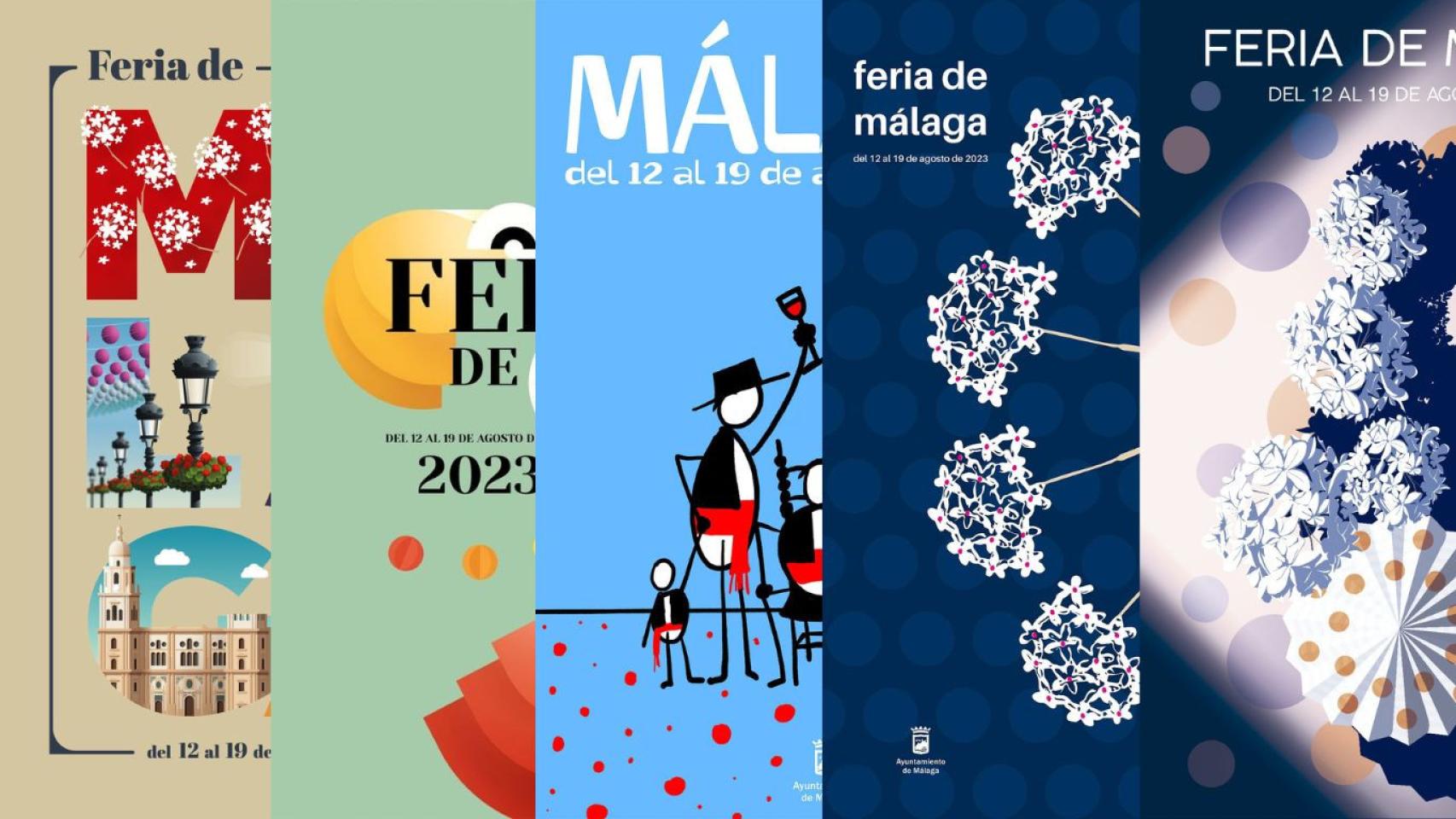 Estos son los cinco carteles de la Feria de Málaga finalistas.