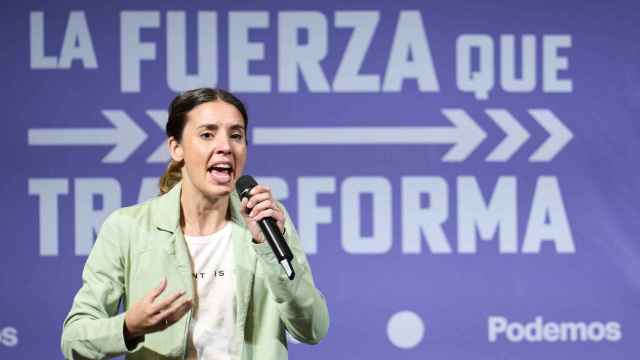 Irene Montero durante la campaña electoral de Podemos para el 28M.