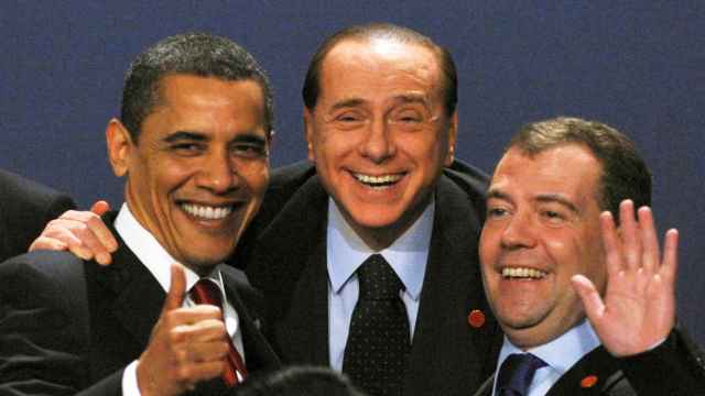 Berlusconi, Obama y Medvedev en Londres en 2009.