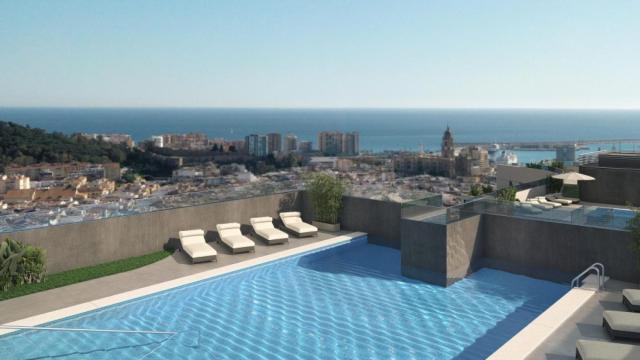 Infografía de la piscina de la Torre Norte de Martiricos, situada a más de 100 metros de altura.