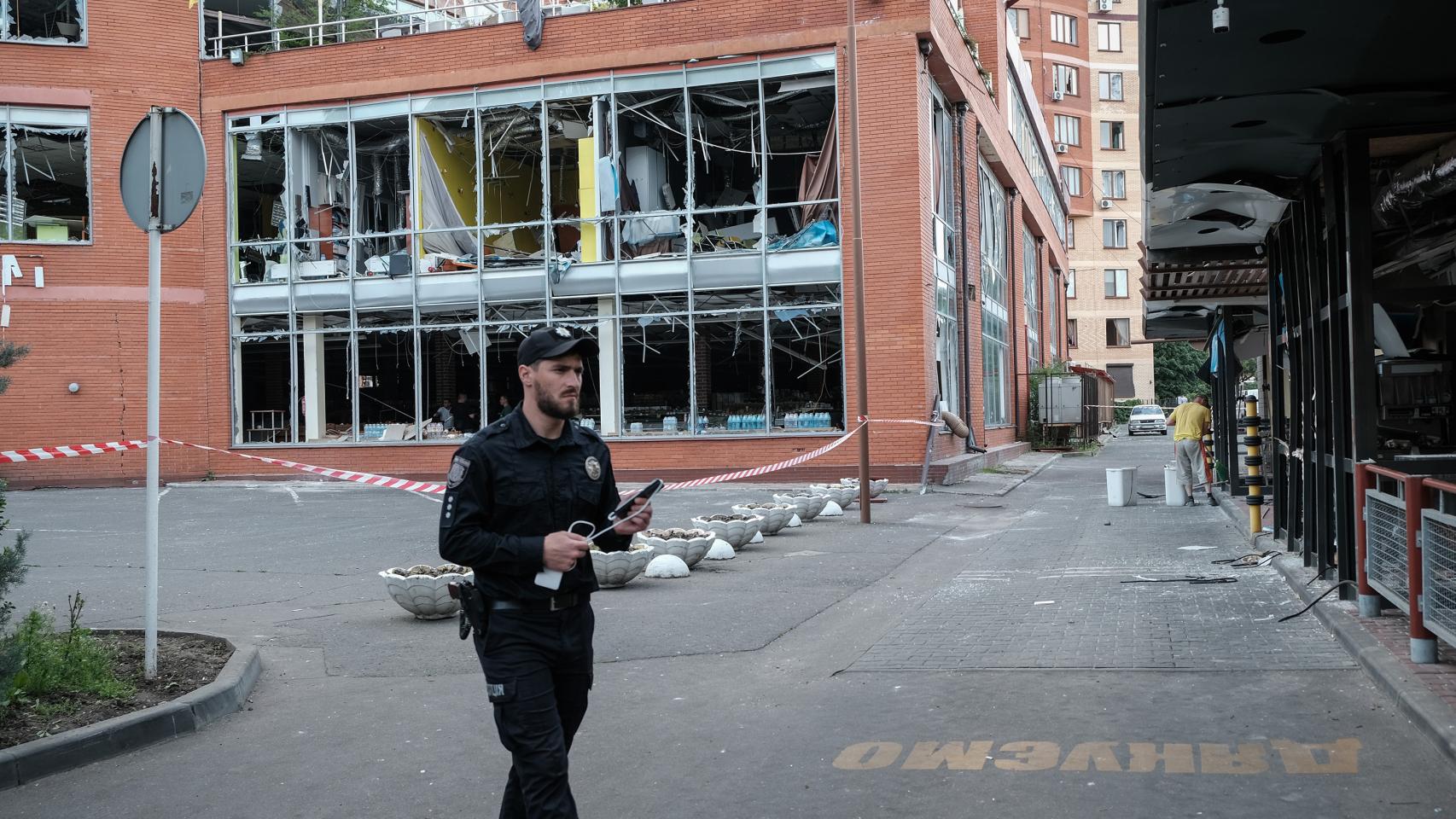 A police officer is still working the scene hours after the attack.