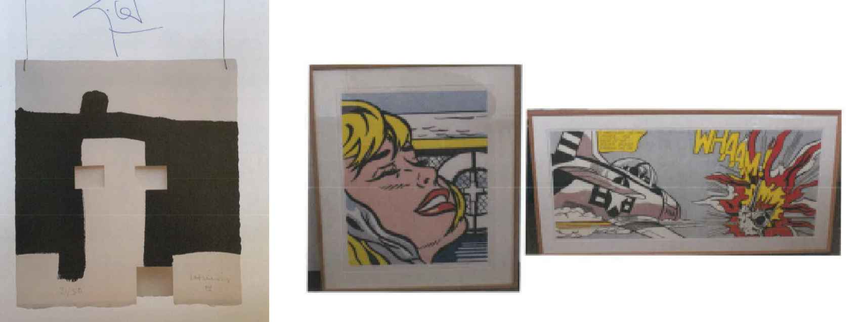 Tres de las 15 obras qur fueron vendidas: una de Chillida y dos de Roy Lichtenstein.