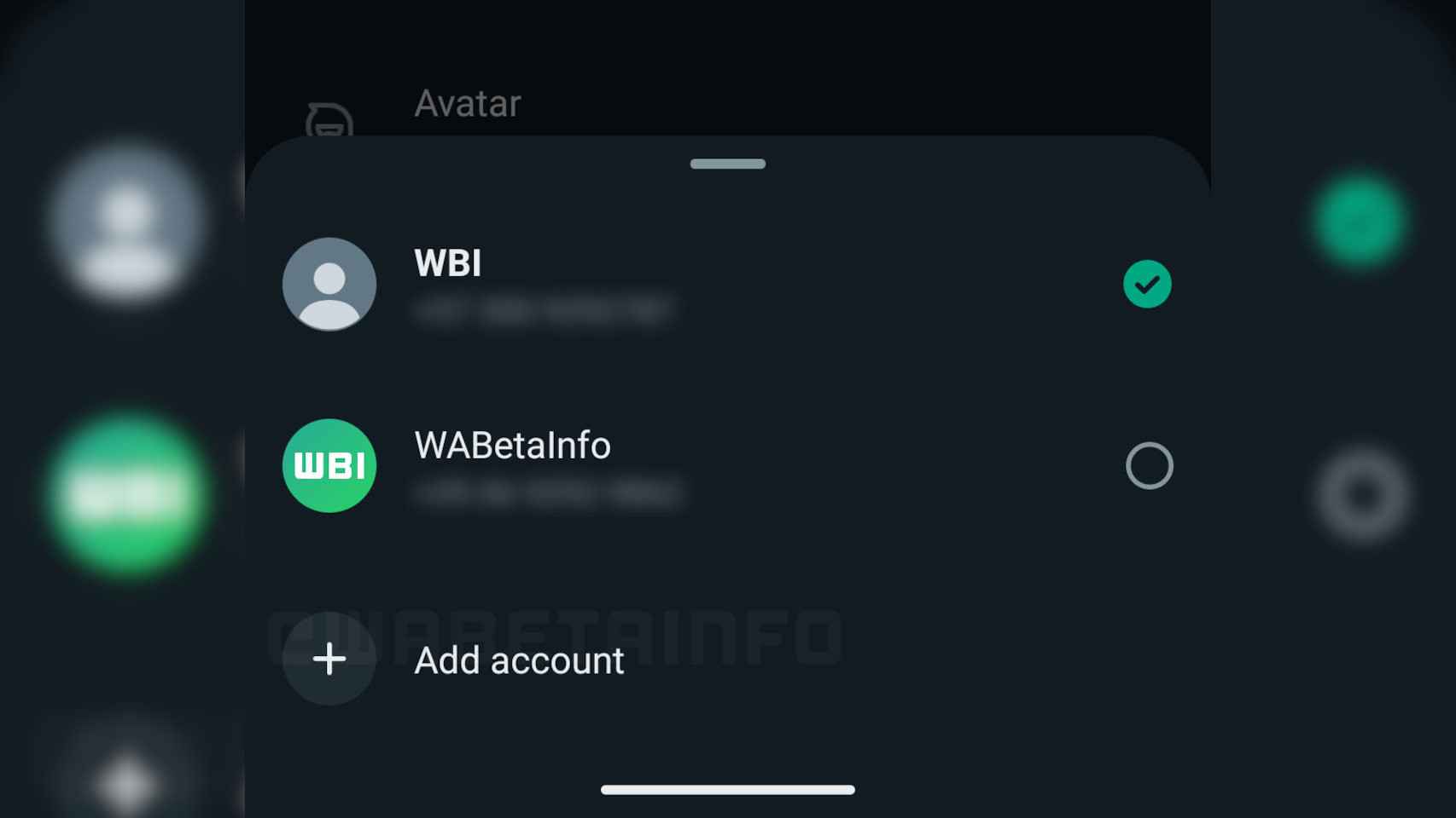 New menu to switch WhatsApp account