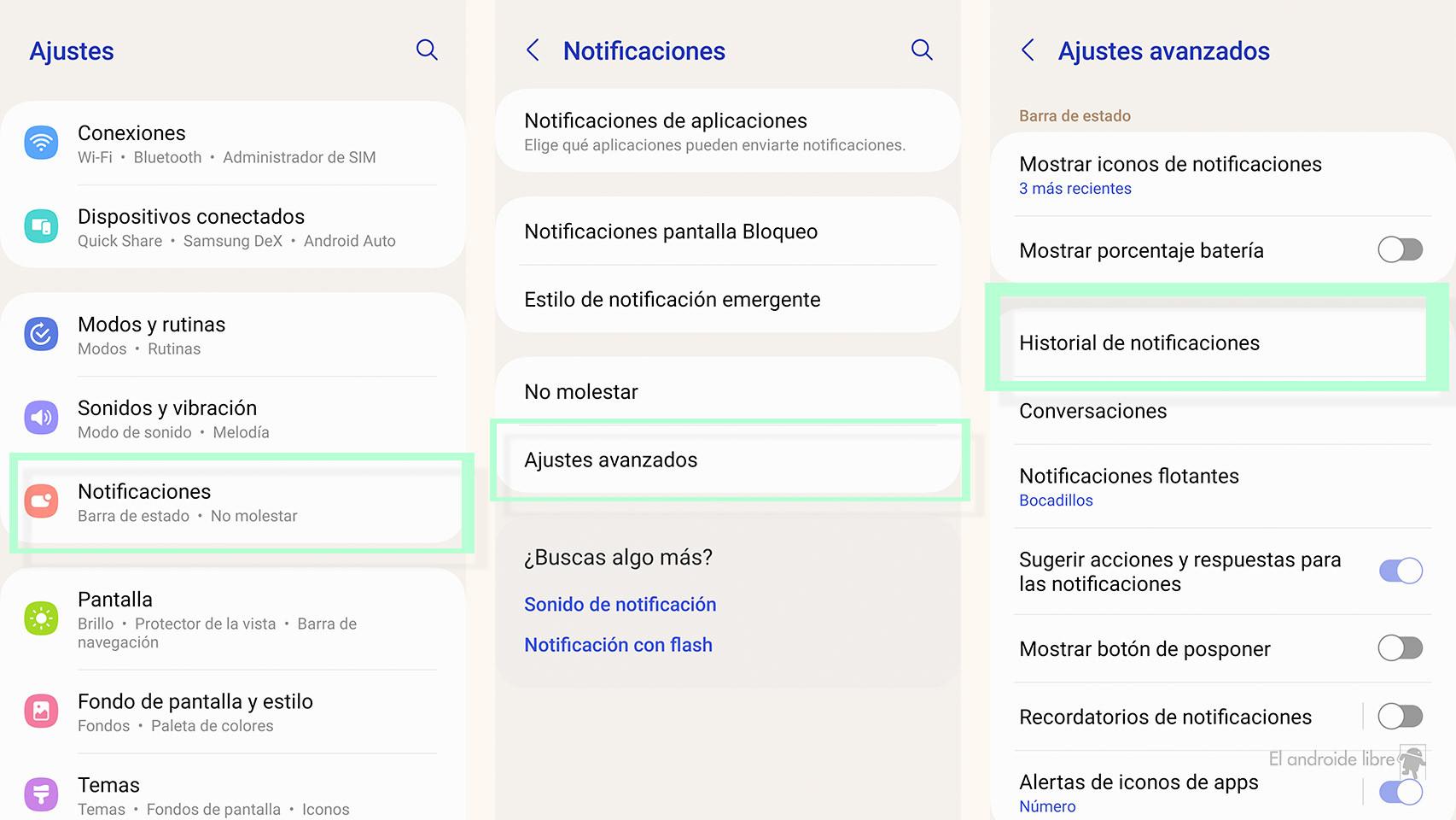 Historial de notificaciones
