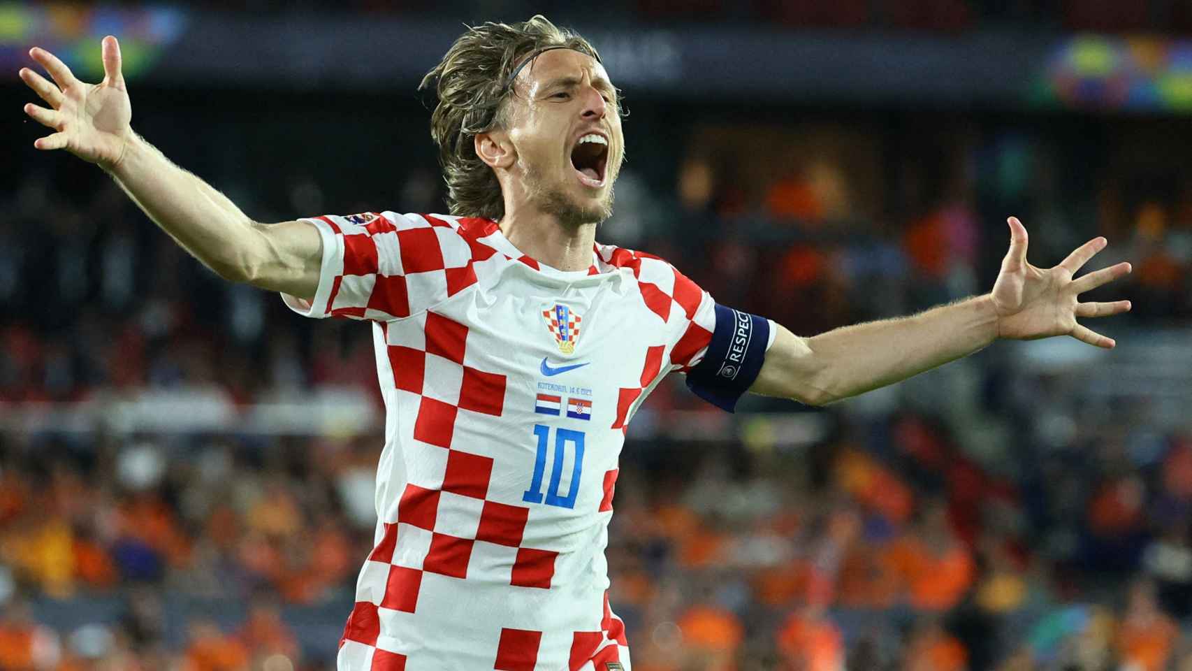 Luka Modric celebra su gol frente a Países Bajos en la semifinal.