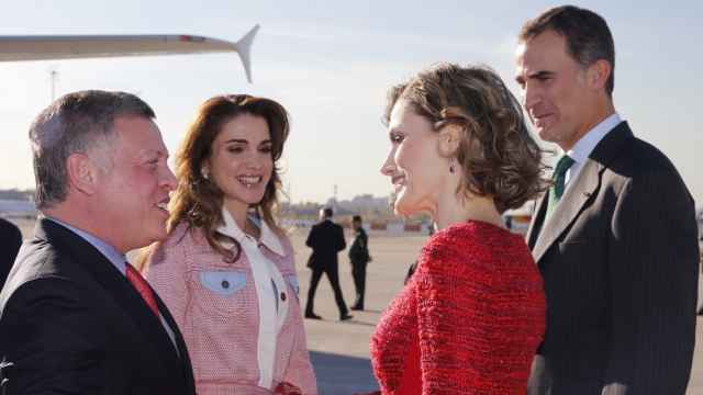 Abadalá II y Rania de Jordania junto a los Reyes de España, en su visita a Madrid en 2015.