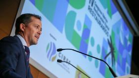 Carlos Velázquez, alcalde de Toledo, durante su intervención en el IV Congreso Ibérico de Restauración Fluvial.