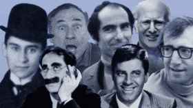 De izquierda a derecha: Franz Kafka, Groucho Marx, Philip Roth, Jerry Lewis, Woody Allen, Mel Brooks y Larry David