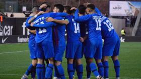 Jugadores del Eldense durante una celebración.