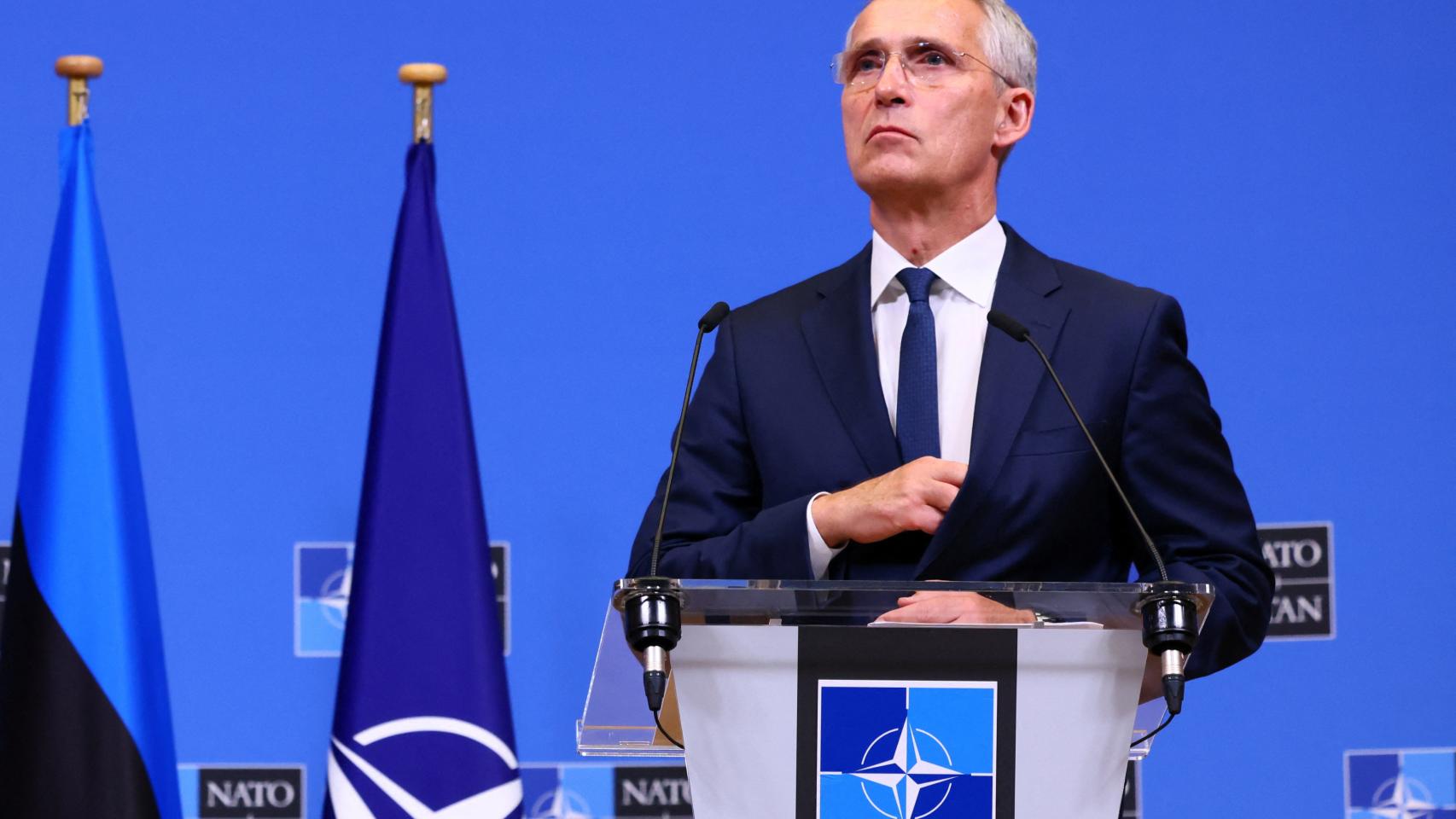 NATO Secretary Stoltenberg and Estonian Prime Minister Kallas hold a press conference at NATO headquarters in Brussels.