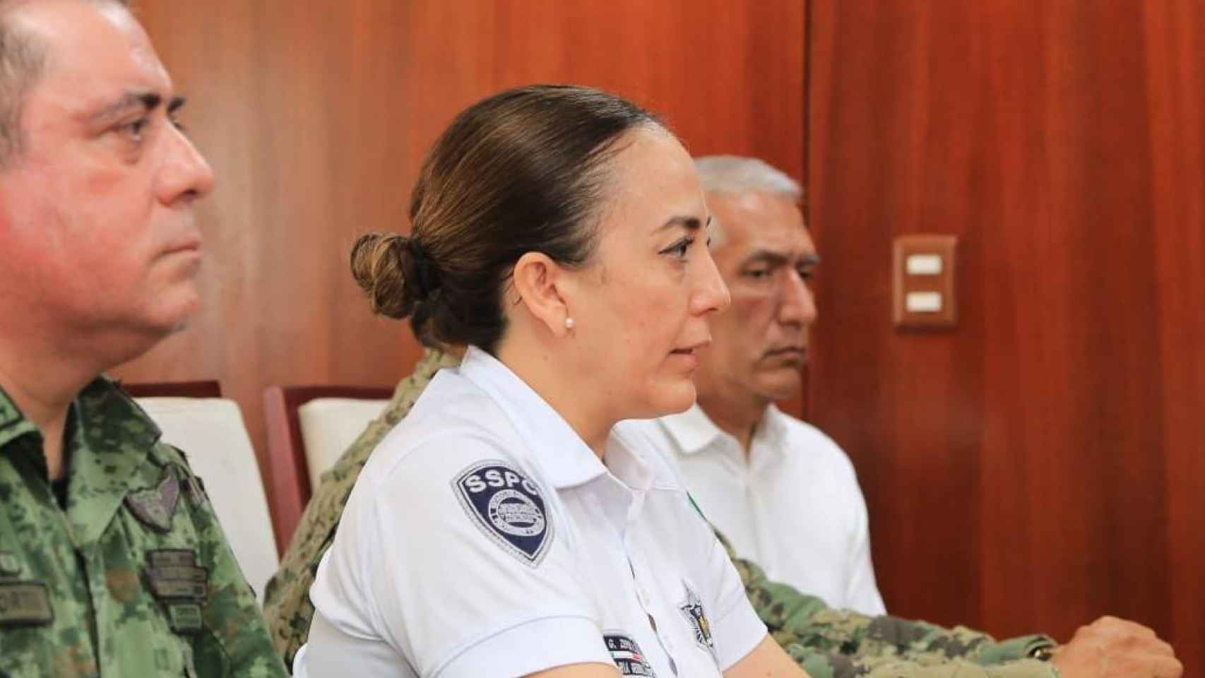 La Comisionada General Gabriela Zepeda Soto en conferencia de prensa este miércoles.