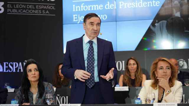 Pedro J. Ramírez, presidente ejecutivo de EL ESPAÑOL, durante su intervención en la Junta de Accionistas del diario de 2023.