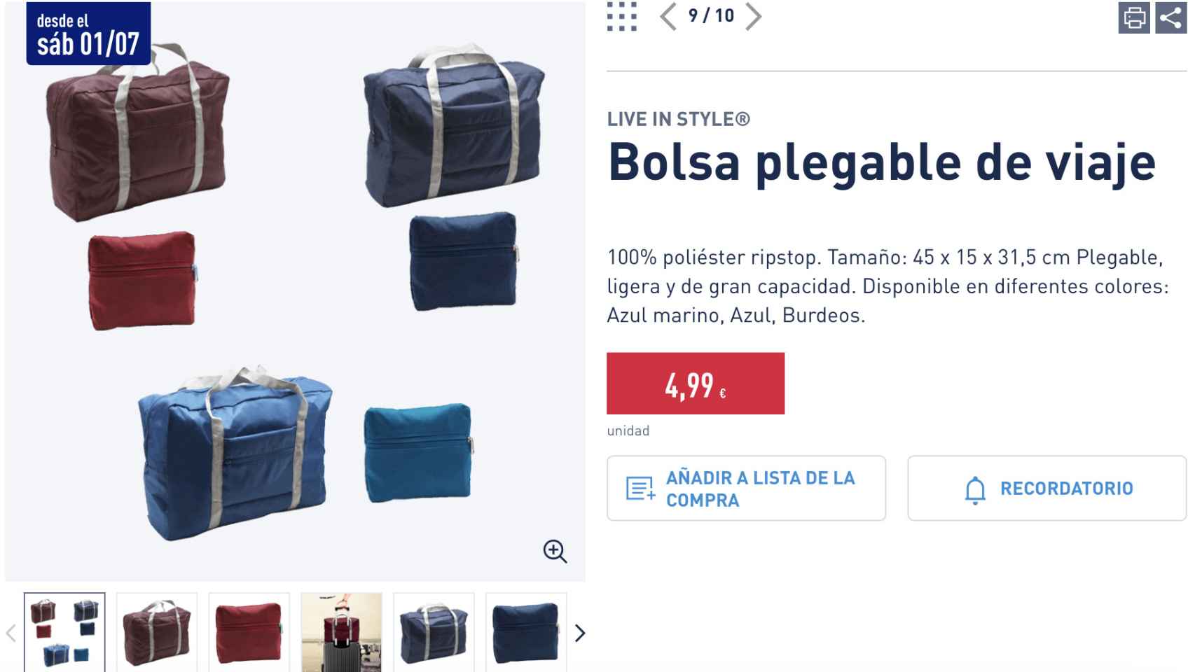 La nueva gama de bolsas de viaje de Aldi: plegables, ligeras, con gran  capacidad y sólo valen 4,99 euros