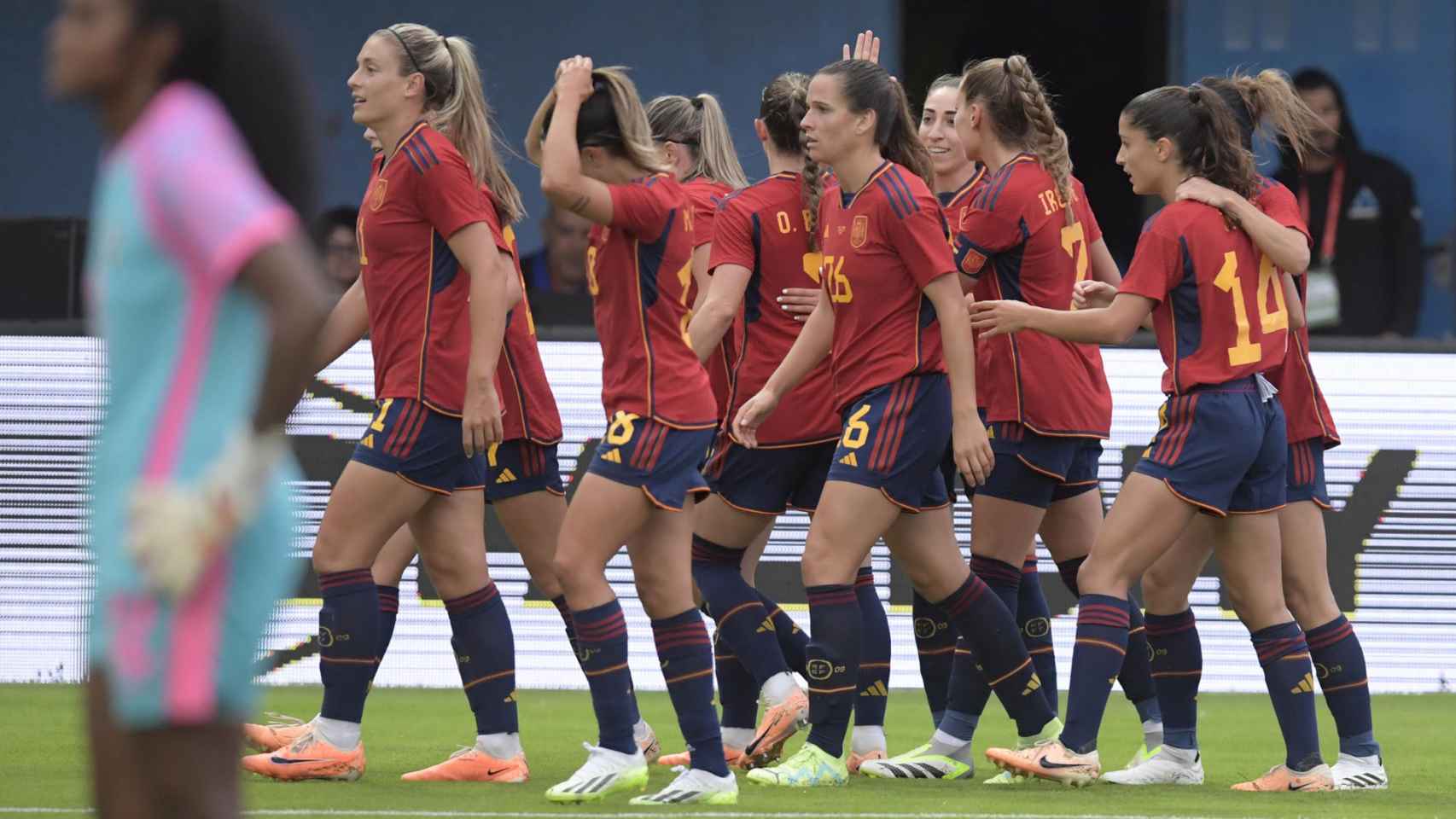 Las jugadoras de la Selección española de fútbol femenino, celebrando un gol ante Panamá, en una imagen de archivo.