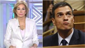 A la izquierda, la presentadora de televisión Ana Rosa Quintana. A la derecha, el actual presidente del Gobierno, Pedro Sánchez.