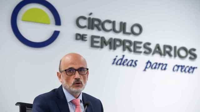 El presidente del Círculo de Empresarios, Manuel Pérez-Sala, interviene durante la presentación de la propuesta del Círculo sobre la reforma laboral el 11 de noviembre de 2021.