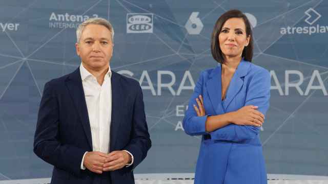 Vicente Vallés y Ana Pastor esta mañana en la rueda del prensa del 'Cara a Cara'.
