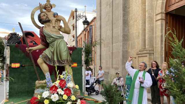 Celebración de la Fiesta de San Cristóbal en Guijuelo, este sábado.