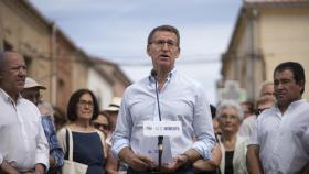 Alberto Núñez Feijóo en un acto del PP en Corrales del Vino (Zamora)