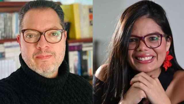 El editor de Planeta Juan David Correa y la periodista Laura Ardila, autora del libro cancelado 'La Costa Nostra'
