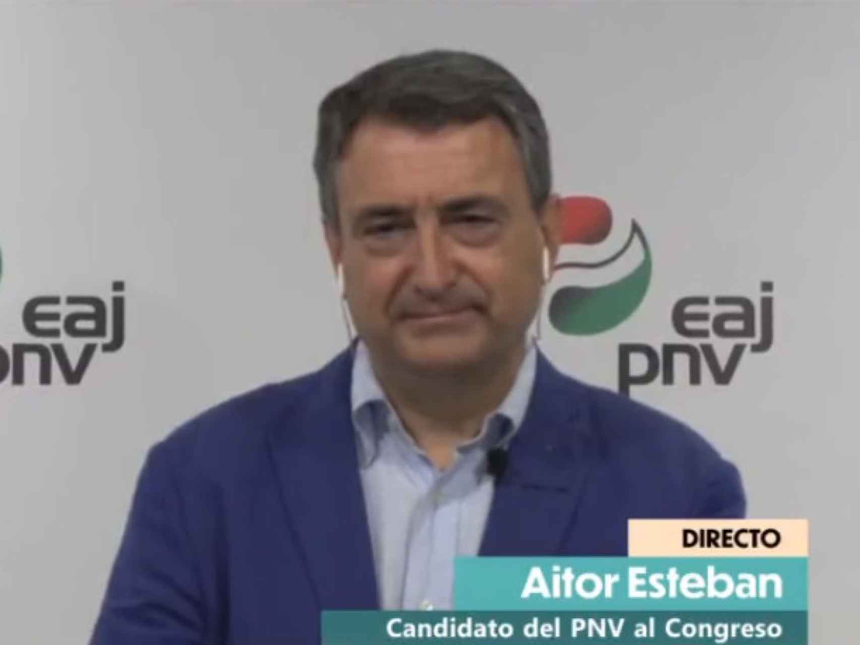 Aitor Esteban (PNV) durante la entrevista en La Hora de La 1.