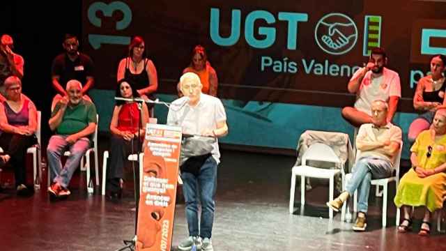 El líder de UGT, Pepe Álvarez, durante su intervención de este viernes en Valencia.
