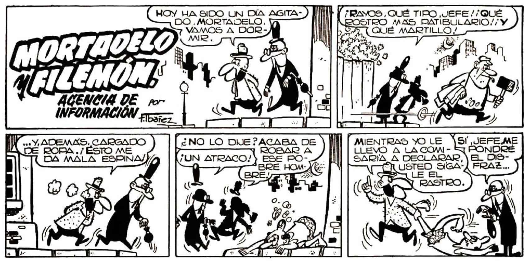 Primeras viñetas de 'Mortadelo y Filemón', publicadas el 20 de enero de 1958 en la revista 'Pulgarcito'.
