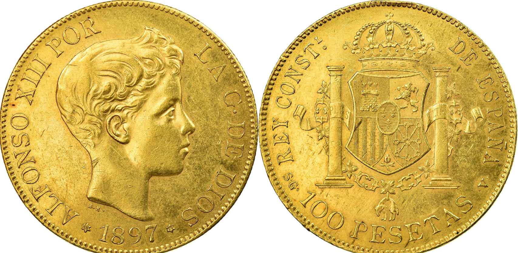 Moneda de 100 pesetas de 1897