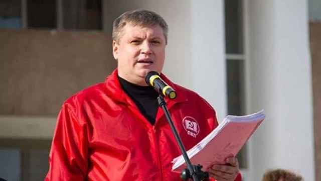 Oleg Jorzhan, en una concentración del Partido Comunista Transnistriano (PKP).
