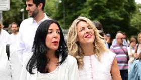 Idoia Villanueva y Yolanda Díaz, en Pamplona.