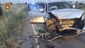 Uno de los vehículos que sufrió un accidente en Villarroañe