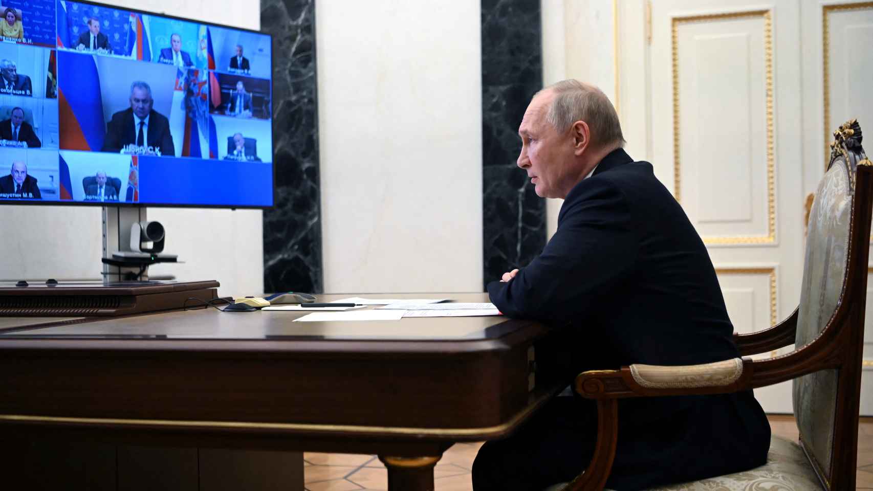 Putin durante su reunión con el Consejo de Seguridad el 21 de julio de 2023.