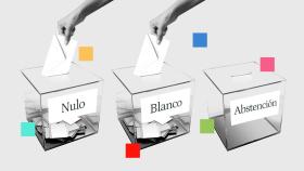 Urna con votos nulos, votos en blanco y abstenciones