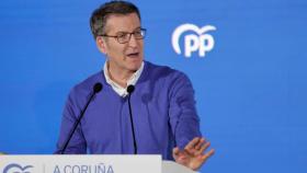 El líder nacional del PP, Alberto Núñez Feijóo, en un acto de la formación.