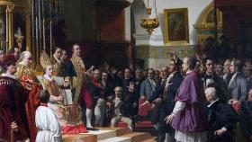 Obra de José Casado del Alisal, que se exhibe en el Congreso de los Diputados, que representa el juramento de lealtad de los diputados que redactaron la Constitución de 1812, en la Iglesia de San Pedro y San Pablo de San Fernando.