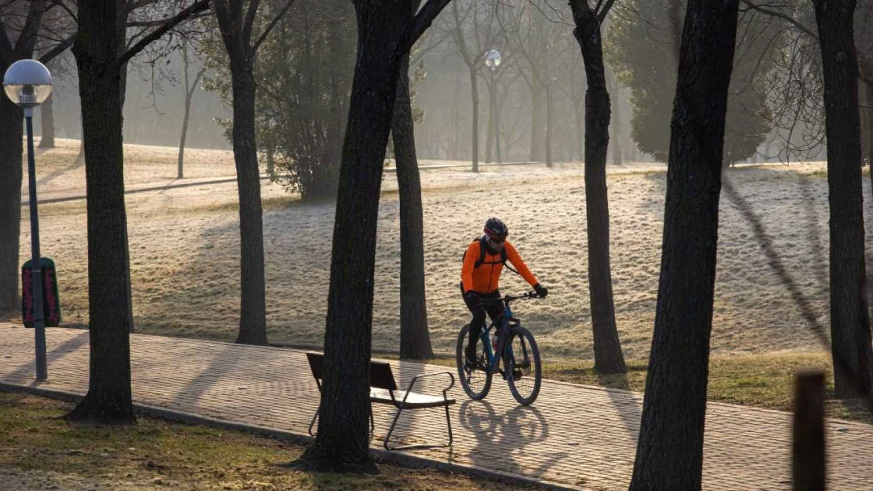 Un ciclista por Logroño.