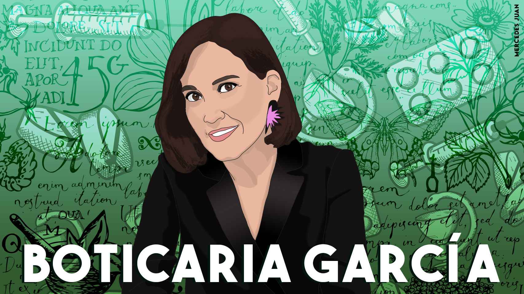 Boticaria García en una ilustración de Mercedes Juan.