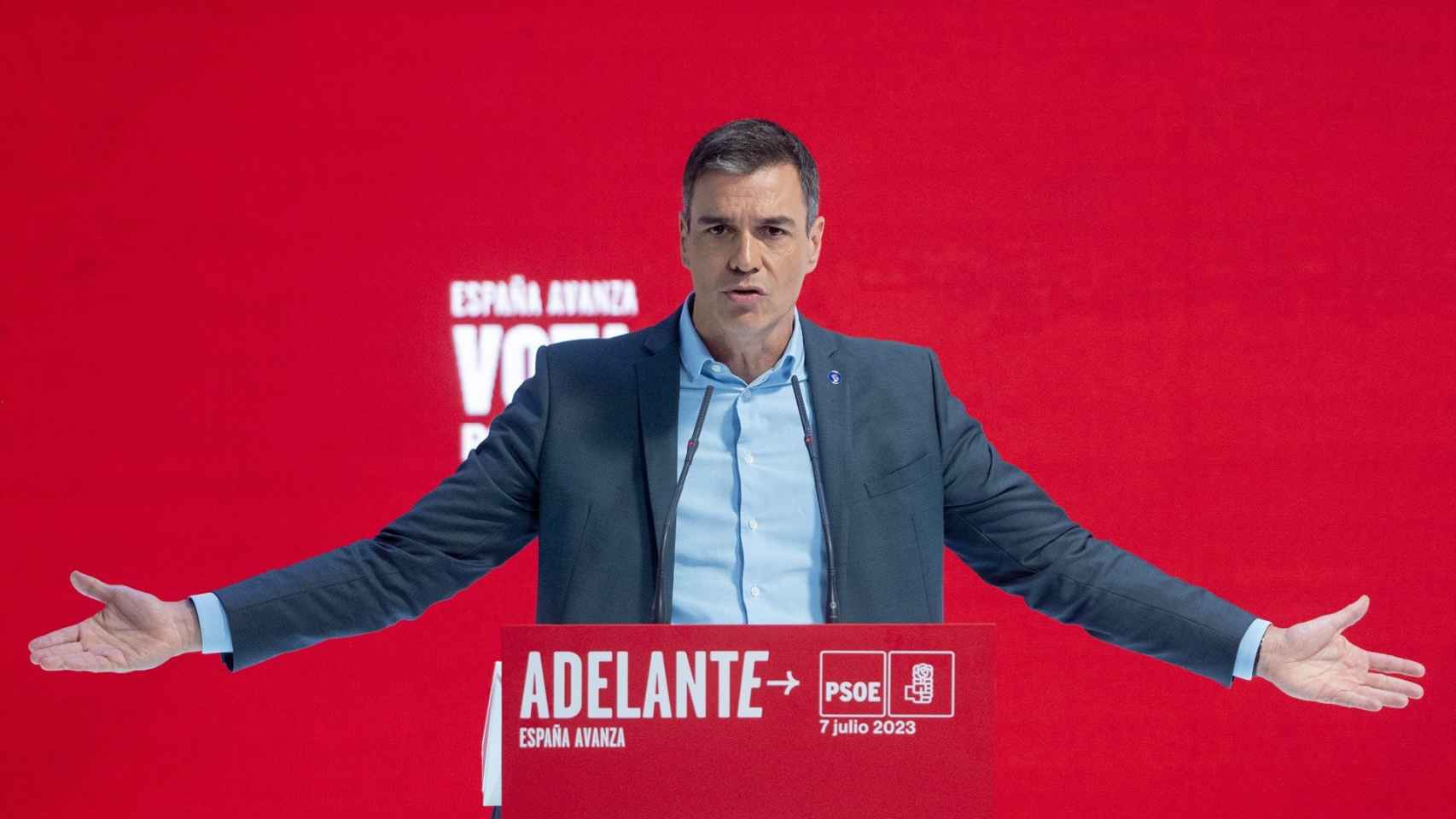 El líder del PSOE, Pedro Sánchez, durante un acto electoral celebrado el pasado  7 de julio en Madrid.