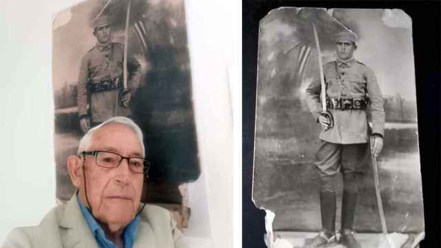 Fausto Canales y una fotografía de su padre