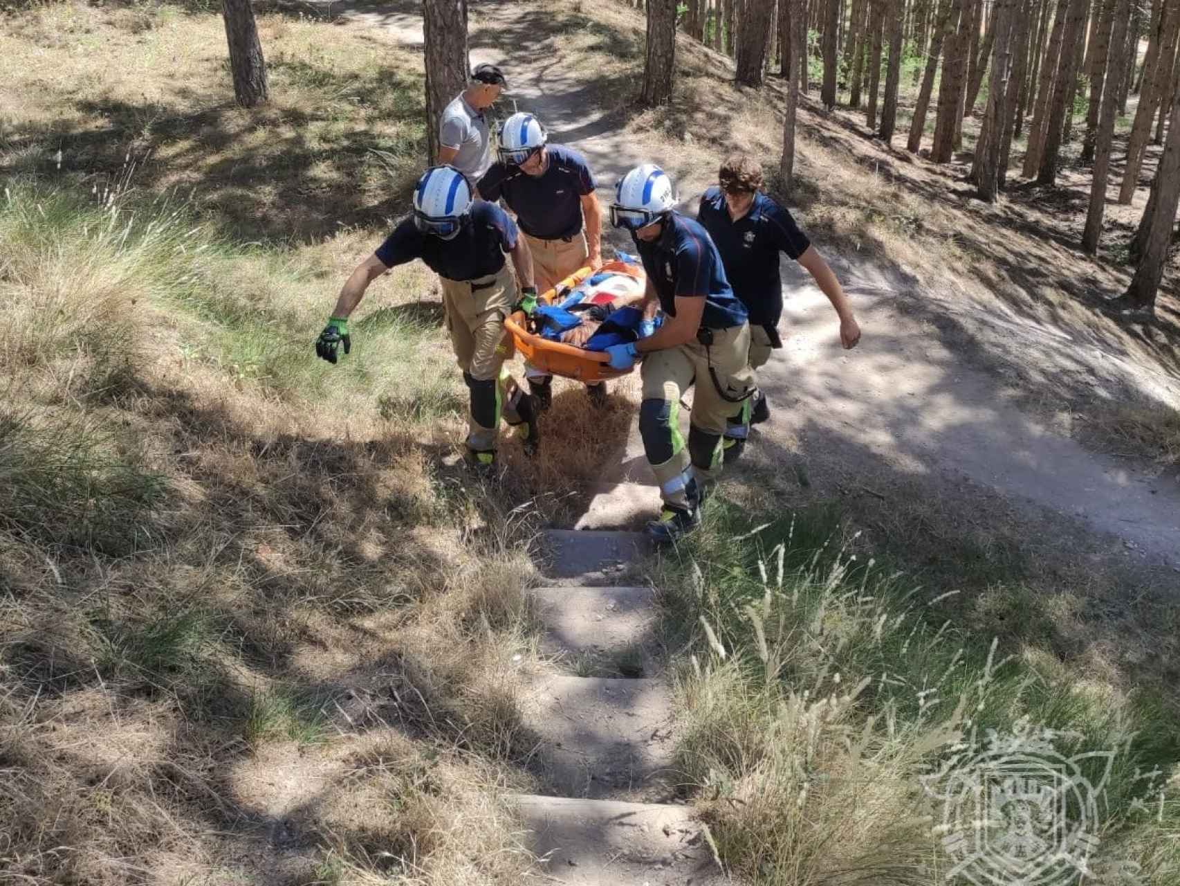 Imagen del rescate a un ciclista herido en Burgos