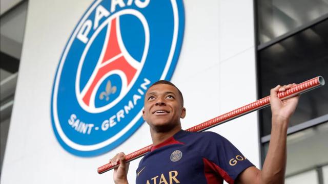 Mbappé, en un entrenamiento del PSG