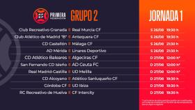 Los horarios de la jornada 1 del Grupo 2 de Primera RFEF