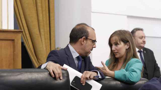 Pablo Bellido (PSOE) y Tania Andicoberry (PP), presidente y vicepresidenta segunda de las Cortes castellano-manchegas, respectivamente..