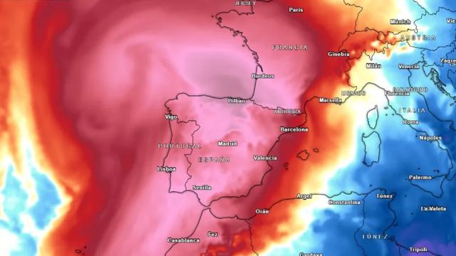 El mapa con las anomalías de temperaturas de Meteored.