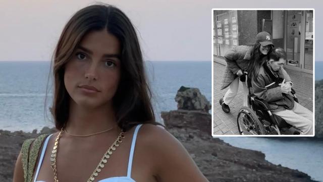 La 'influencer' Gemma Pinto en un montaje de EL ESPAÑOL junto a una fotografía con su malogrado hermano.