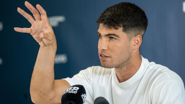 Carlos Alcaraz, durante su rueda de prensa en el Masters 1000 de Canadá.