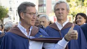 Alberto Núñez Feijóo y Alfonso Rueda en la Festa do Albariño