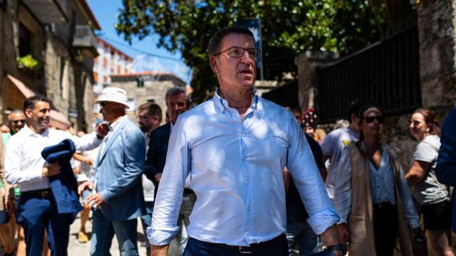 Alberto Núñez Feijóo, líder del PP, en la Festa do Albariño de Cambados, Pontevedra, el pasado domingo.