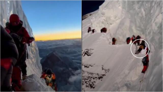 Imágenes del vídeo en el que el resto de montañeros pasan por encima de la víctima.