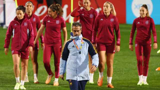 Jorge Vilda, al frente de un entrenamiento de España en el Mundial